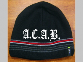 A.C.A.B. čierna pletená čiapka stredne hrubá vo vnútri naviac zateplená, univerzálna veľkosť, materiálové zloženie 100% akryl
